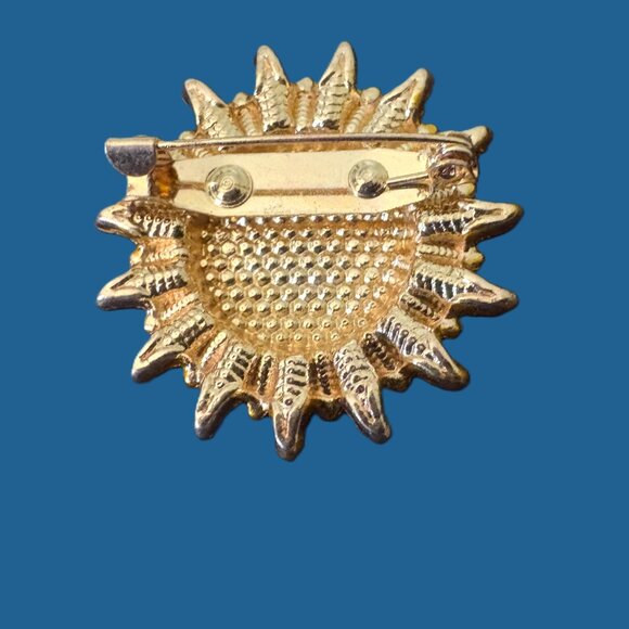 Elegant Gold Rhinestone Sunflower Brooch NWOT - Picture 5 of 9